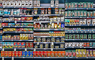 A large display of different types of food.