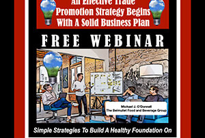 Webinar advertisement on trade promotion strategy.