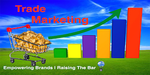 Trade marketing graph with shopping cart.