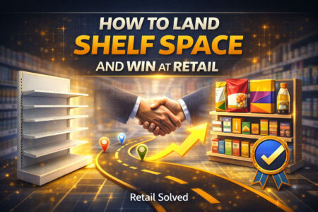 Shelves filled with various food and drink items.