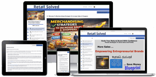 Digital devices displaying merchandising strategies website.