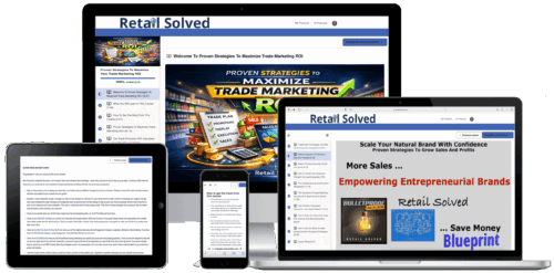 Screens displaying trade marketing strategies online.