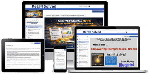 Multiple devices displaying business strategy content.