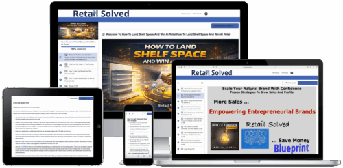 Multiple devices displaying retail strategies graphic.
