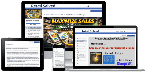 Multiple devices displaying marketing course content.