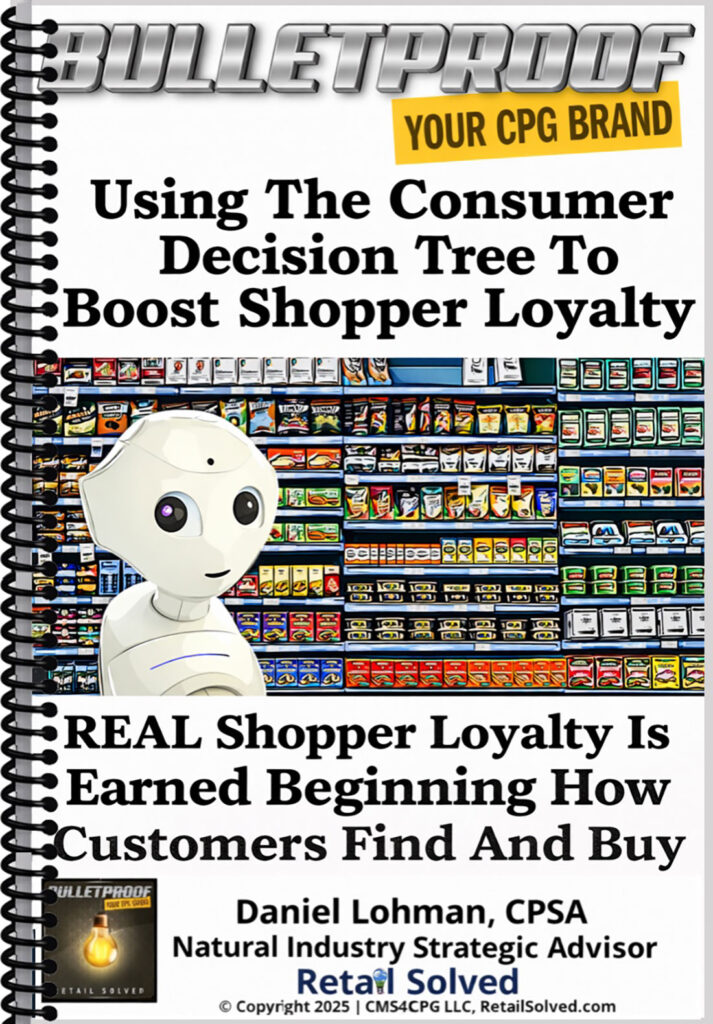 Book cover featuring a robot and grocery store shelves on boosting shopper loyalty.